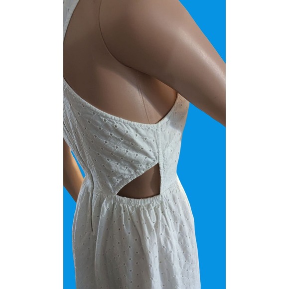 American Eagle Size 4 White Eyelet Cotton Mini Dress Zippered Back Coquette - Picture 4 of 13